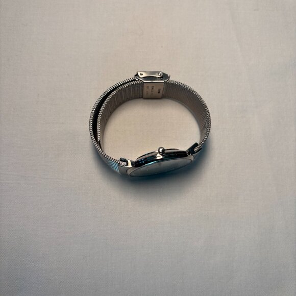Skagen Silver Mesh Band Watch Minimalist Cream Face Unisex Timepiece - Picture 7 of 8